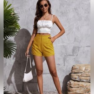 Yellow Linen Shorts